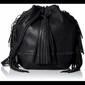 Black leather backpack purse